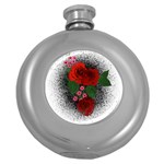 Watercolour Flowers Watercolor Roses Round Hip Flask (5 oz) Front