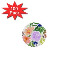 Watercolour Flowers Spring 1  Mini Buttons (100 Pack)  by Pakrebo