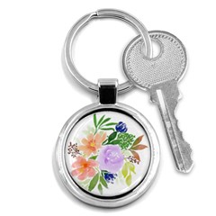 Watercolour Flowers Spring Key Chain (round) by Pakrebo