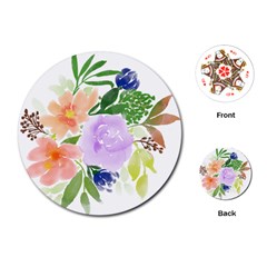 Watercolour Flowers Spring Playing Cards Single Design (round) by Pakrebo