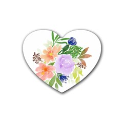 Watercolour Flowers Spring Heart Coaster (4 Pack)  by Pakrebo