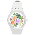 Watercolour Flowers Spring Round Plastic Sport Watch (M) Front