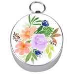 Watercolour Flowers Spring Silver Compasses Front