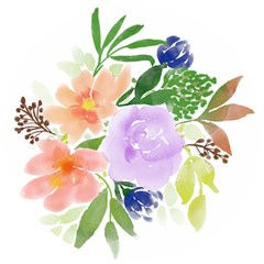 Watercolour Flowers Spring Wooden Puzzle Round