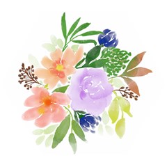 Watercolour Flowers Spring Wooden Puzzle Hexagon