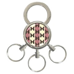 Butterflies Pink Old Old Texture 3-ring Key Chain