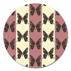 Butterflies Pink Old Old Texture Magnet 5  (round) by Pakrebo