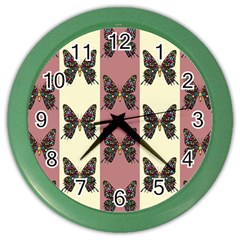 Butterflies Pink Old Old Texture Color Wall Clock by Pakrebo