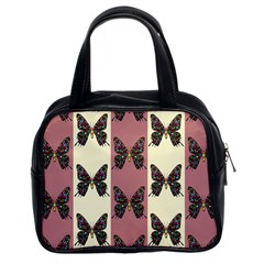 Butterflies Pink Old Old Texture Classic Handbag (two Sides) by Pakrebo