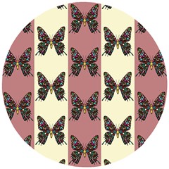 Butterflies Pink Old Old Texture Wooden Puzzle Round