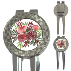 Watercolour Flowers Roses Watercolor 3-in-1 Golf Divots by Pakrebo