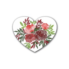 Watercolour Flowers Roses Watercolor Heart Coaster (4 Pack)  by Pakrebo