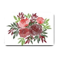 Watercolour Flowers Roses Watercolor Small Doormat  by Pakrebo