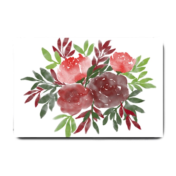 Watercolour Flowers Roses Watercolor Small Doormat 