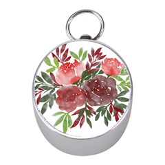 Watercolour Flowers Roses Watercolor Mini Silver Compasses by Pakrebo