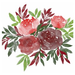 Watercolour Flowers Roses Watercolor Wooden Puzzle Square by Pakrebo