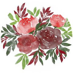 Watercolour Flowers Roses Watercolor Wooden Puzzle Round