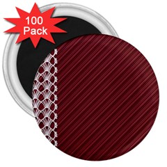 Digital Paper Red With Lace 3  Magnets (100 Pack) by Pakrebo