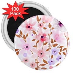 Flowers Watercolor 3  Magnets (100 Pack) by Pakrebo