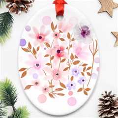 Flowers Watercolor Oval Ornament (two Sides) by Pakrebo