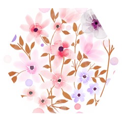 Flowers Watercolor Wooden Puzzle Hexagon by Pakrebo