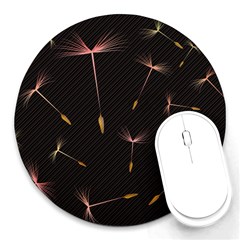 Black And Dandelion Digital Paper Round Mousepads by Pakrebo