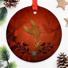 Elegant Decorative Bird Ornament (round) by FantasyWorld7