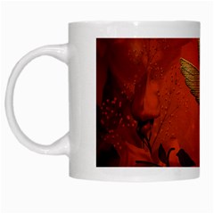 Elegant Decorative Bird White Mugs by FantasyWorld7