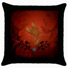 Elegant Decorative Bird Throw Pillow Case (black) by FantasyWorld7