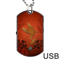 Elegant Decorative Bird Dog Tag Usb Flash (one Side) by FantasyWorld7