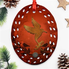 Elegant Decorative Bird Oval Filigree Ornament (two Sides) by FantasyWorld7