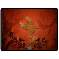 Elegant Decorative Bird Double Sided Fleece Blanket (large)  by FantasyWorld7