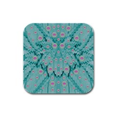 Lotus  Bloom Lagoon Of Soft Warm Clear Peaceful Water Rubber Square Coaster (4 Pack)  by pepitasart