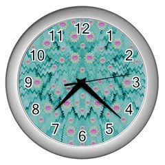 Lotus  Bloom Lagoon Of Soft Warm Clear Peaceful Water Wall Clock (silver) by pepitasart