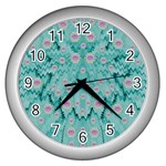 Lotus  Bloom Lagoon Of Soft Warm Clear Peaceful Water Wall Clock (Silver) Front