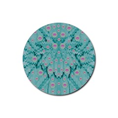 Lotus  Bloom Lagoon Of Soft Warm Clear Peaceful Water Rubber Round Coaster (4 Pack)  by pepitasart