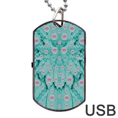 Lotus  Bloom Lagoon Of Soft Warm Clear Peaceful Water Dog Tag Usb Flash (one Side) by pepitasart