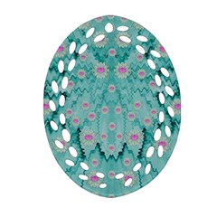 Lotus  Bloom Lagoon Of Soft Warm Clear Peaceful Water Ornament (oval Filigree) by pepitasart