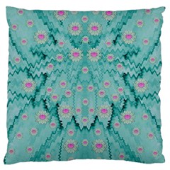 Lotus  Bloom Lagoon Of Soft Warm Clear Peaceful Water Large Cushion Case (one Side) by pepitasart