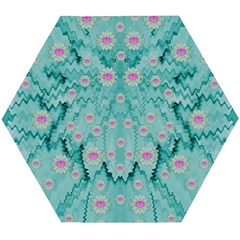 Lotus  Bloom Lagoon Of Soft Warm Clear Peaceful Water Wooden Puzzle Hexagon by pepitasart