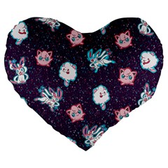 Fairy Type Large 19  Premium Flano Heart Shape Cushions