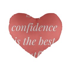 Self Confidence  Standard 16  Premium Flano Heart Shape Cushions by Abigailbarryart