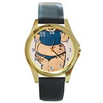 Sassy Round Gold Metal Watch Front