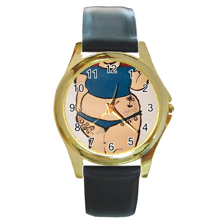 Sassy Round Gold Metal Watch