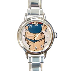 Sassy Round Italian Charm Watch by Abigailbarryart