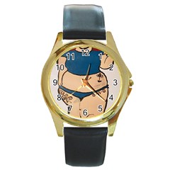 Sexy N Sassy Round Gold Metal Watch by Abigailbarryart