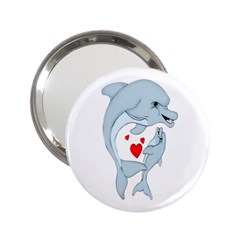 Dolphin Love Handbag Mirror (2 25 ) by retrotoomoderndesigns