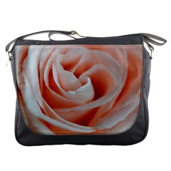 Soft Pink Rose Close Up Messenger Bag by bloomingvinedesign