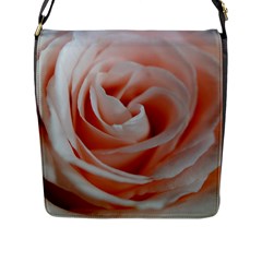 Soft Pink Rose Close Up Flap Closure Messenger Bag (l) by bloomingvinedesign