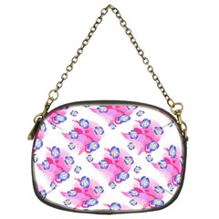 Blue Flowers On Pink Chain Purse (two Sides) by bloomingvinedesign